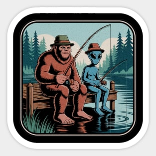 Bigfoot Fishing Design for Men and Boys | Sasquatch Fishing | Funny Fishing for Men Sticker